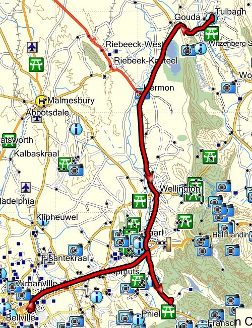 150km tar road Tulbagh-Paarl-Brackenfell-Franschoek